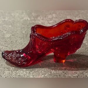 Fenton Ruby Red Glass Slipper